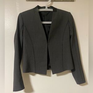 Elie Tahari gray open front blazer leather trim• Size 0